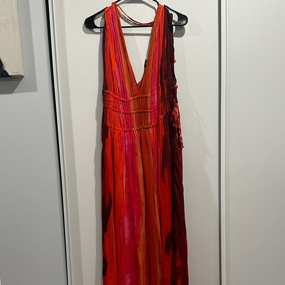 Zara Vibrant Red and Pink Maxi Dress